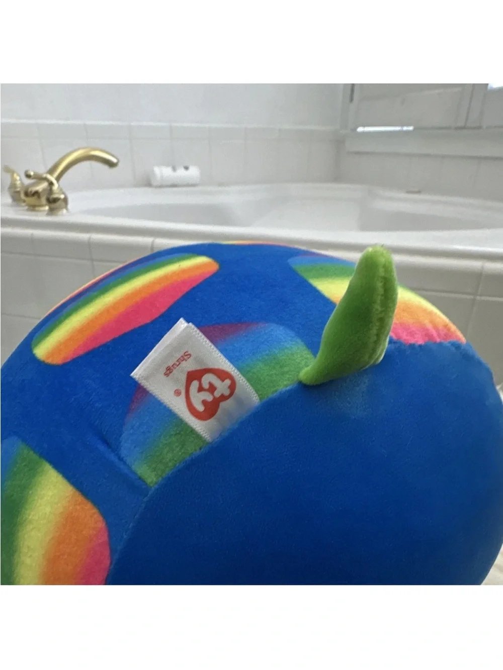Ty Squish-a-Boos Turtle Beanbag Plush, Green & Blue Rainbow Shell